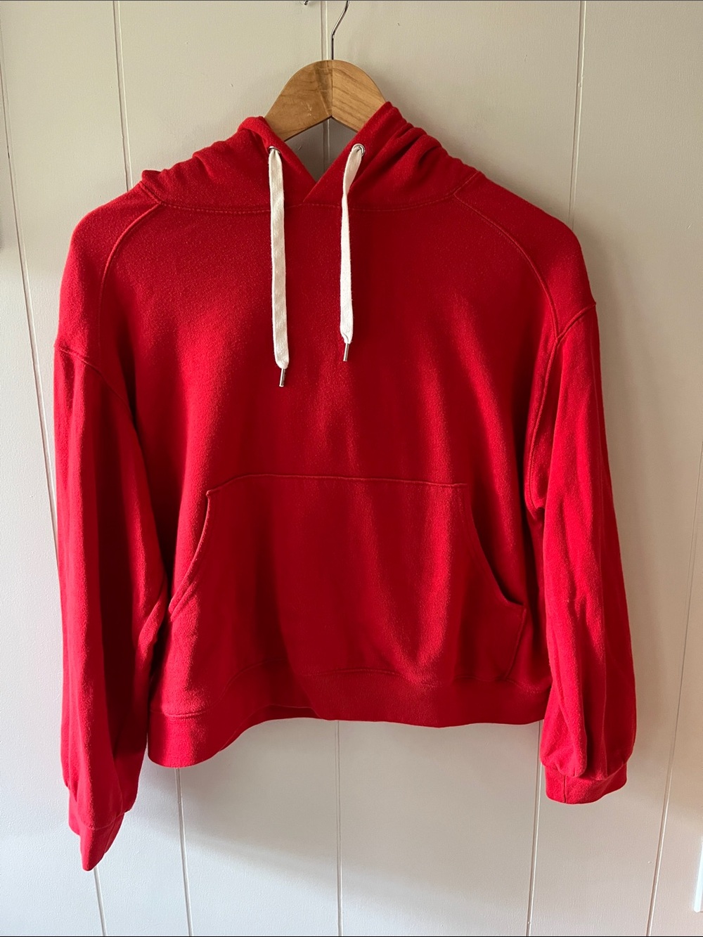 GAP Women’s Red Pullover Hoodie with White Drawstrings